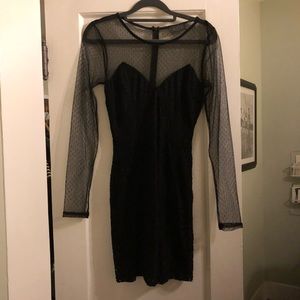 NWOT ASTR Black Illusion Neckline Dress Sz S